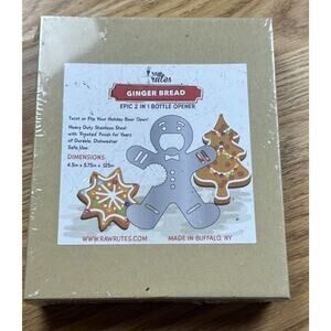 Raw Rules Epic 2 In 1 Gingerbread Stainless Steel Bottle Opener USA New Sealed
